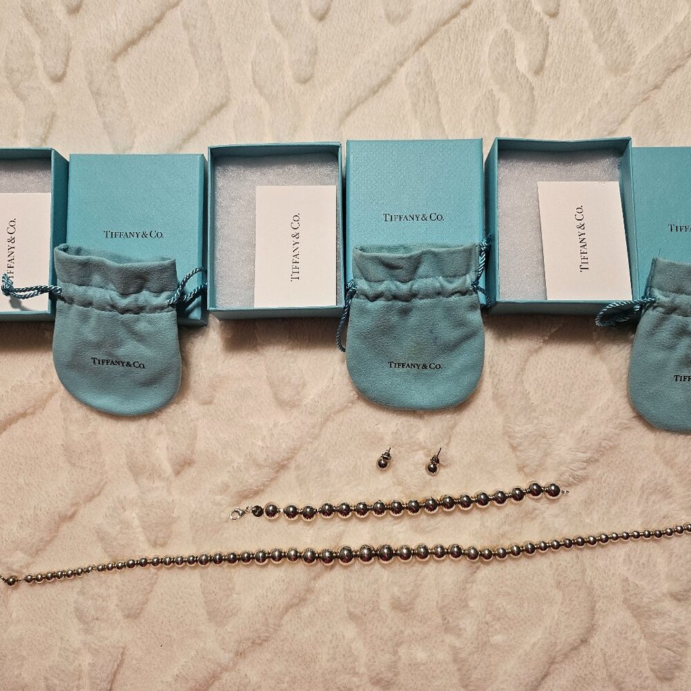 Tiffany HardWear Sterling Silver Ball Necklace, Bracelet and Earrings Set
